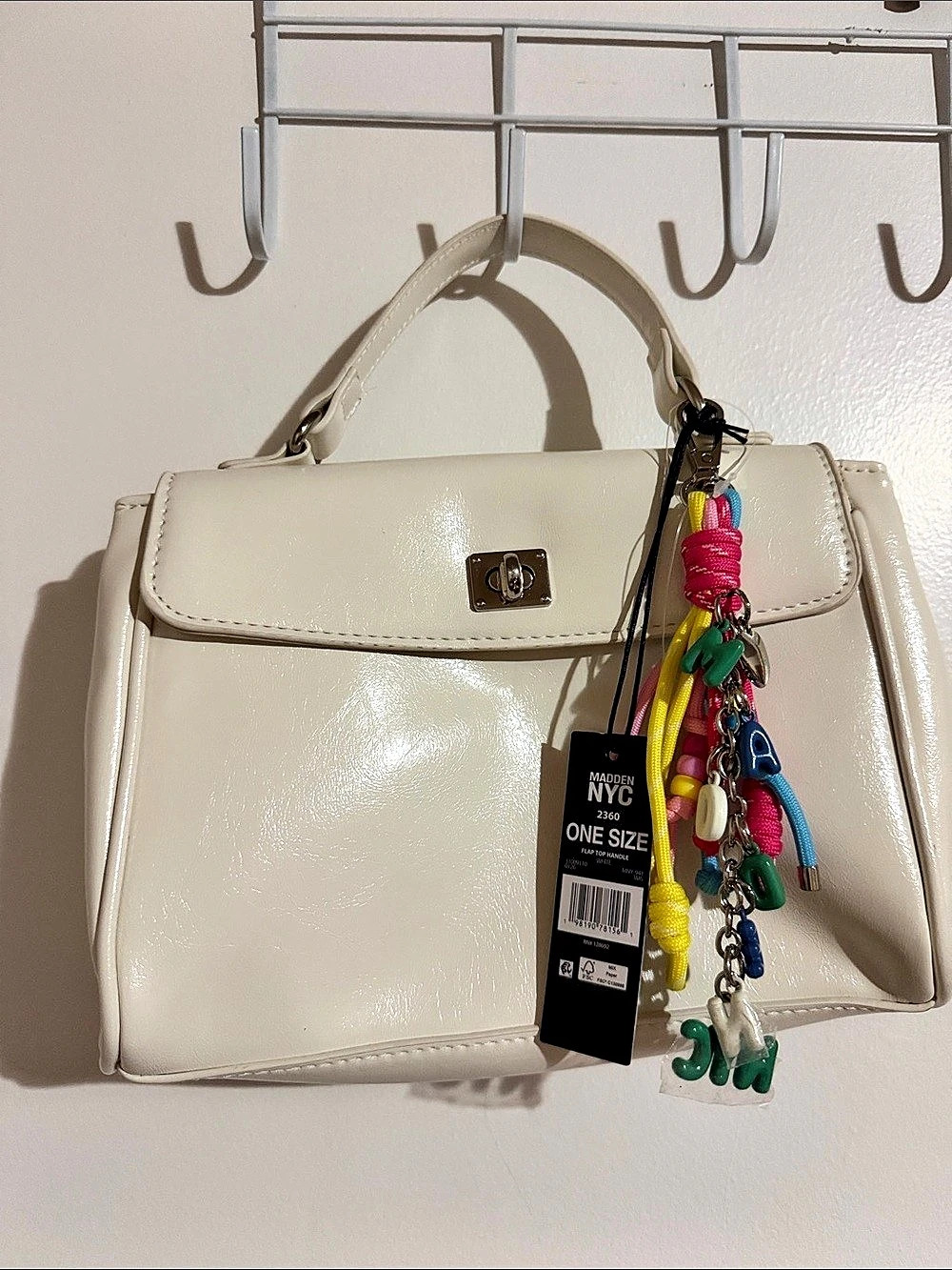 Madden NYC Flap Top Handle Bag White Satchel
